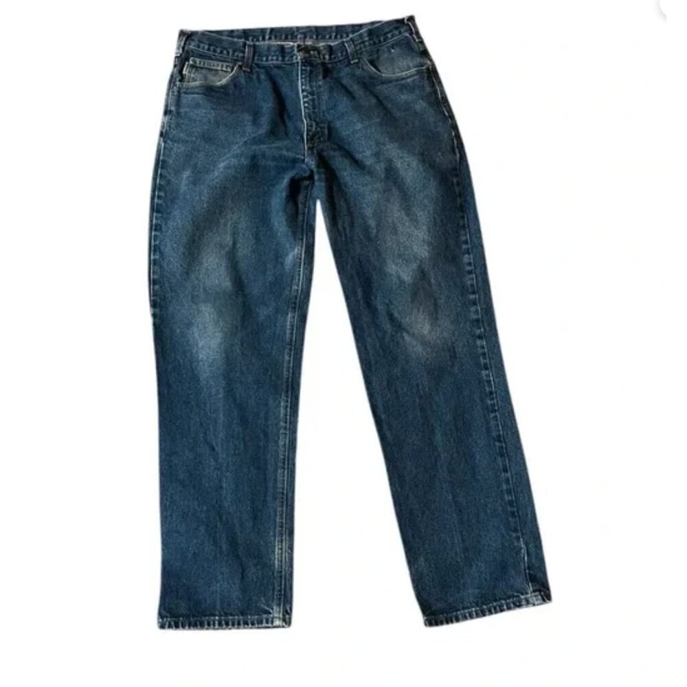 Carhartt Mens Relaxed Fit Blue Jeans 40x34 100% Cotton Denim Durable Workwear